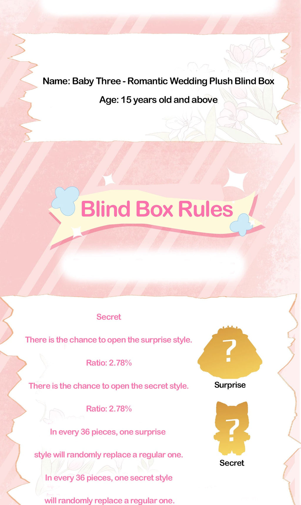 Baby Three 400% Wedding Series Plush Blind Box