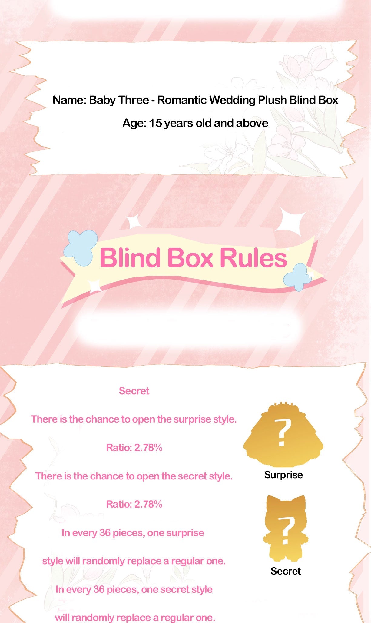 Baby Three 400% Wedding Series Plush Blind Box